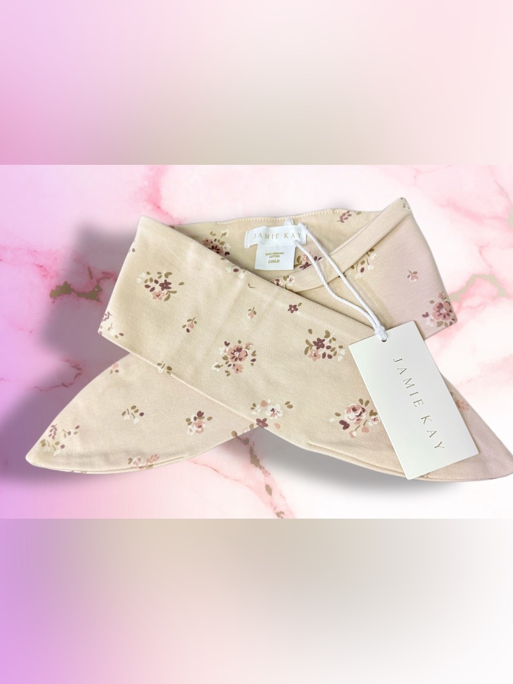 Jamie Kay Floral Cotton Headband - Cream with Pink Flowers
